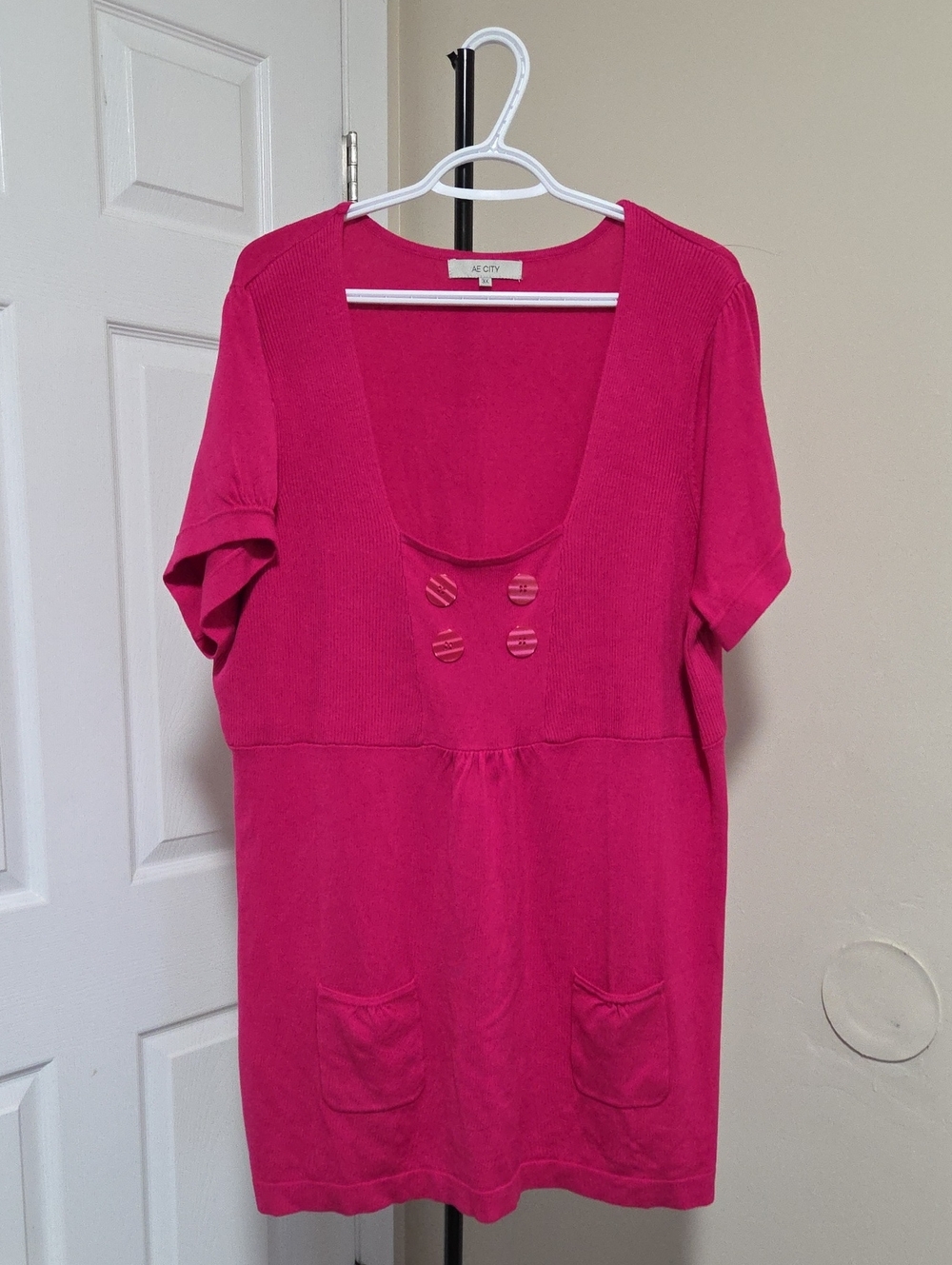 AE CITY Plus Size Hot Pink Scoop Neck Short Sleeve Tunic